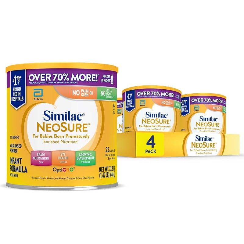 Similac NeoSure Premature Post-Discharge Baby Formula Powder 22.8 Count (Pack of 4)