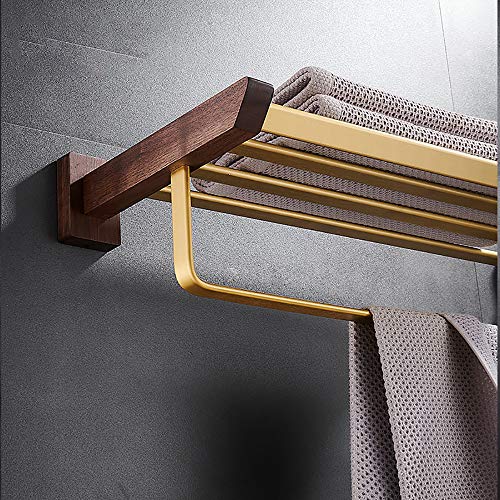 Porte-serviettes robuste double installation support mural en bois et aluminium
