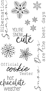 Sizzix Clear Stamps 10PK Winter Sentiments by Jennifer Ogborn | 665977 | Chapter 3 2022, Multicolor
