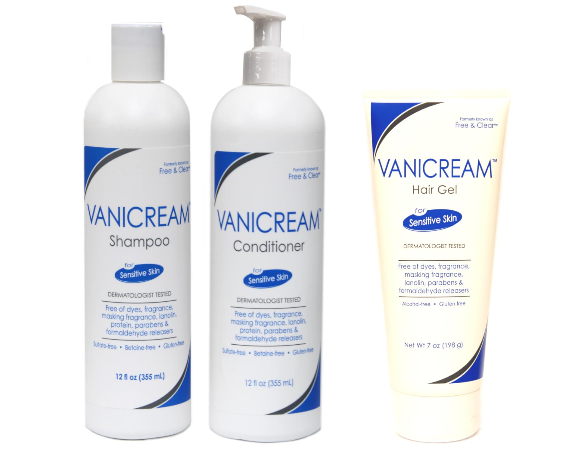Vanicream Set: Shampoo 12 oz – Conditioner 12 oz – Styling Gel 7 oz