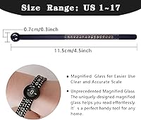 Vista 2 de Herramienta de medición de tamaño de anillo JRONGHE Cinta métrica reutilizable de tamaño de dedo con vidrio ampliado, herramienta