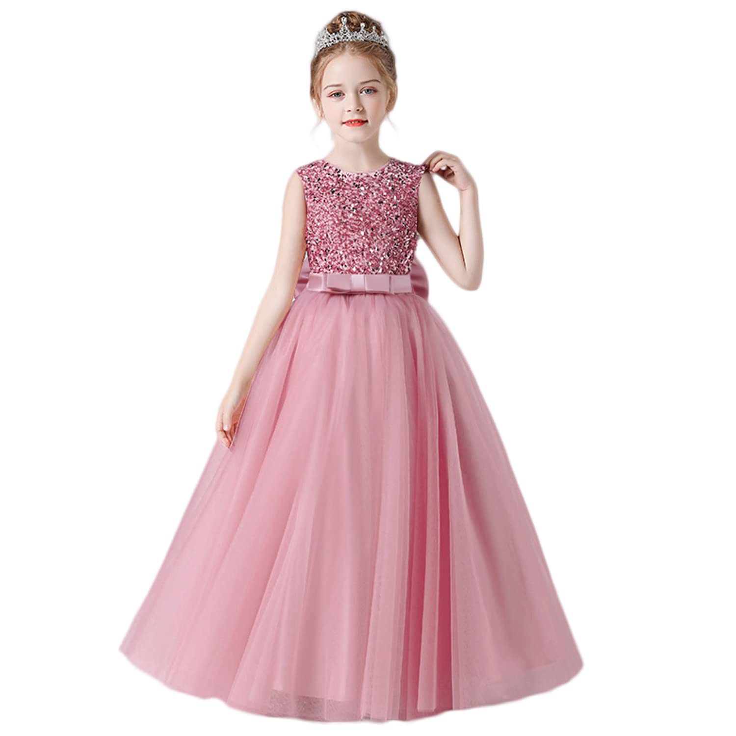 TTYAOVO Vestido de Fiesta de los niños Vestido de Boda de Bordado Vestido Formal de Niña Bautizo Princesa Vestido de Cumpleaños