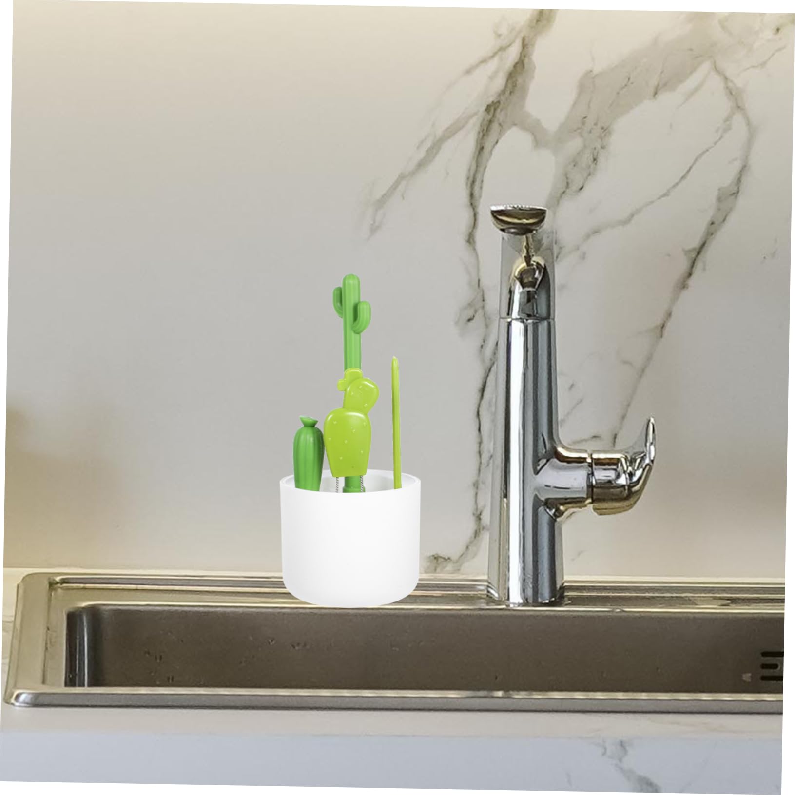 Beavorty 3 Set spazzola per bottiglie di cactus spazzola per la pulizia del coperchio della tazza spazzola per pulire la paglia Set di spazzole per spazi stretti detersivo accessori puliti