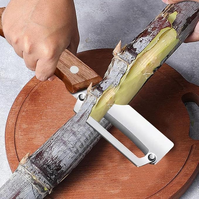 Image of Stainless Steel Vegetable Peeler with Wooden Handle, Wide Blade Kitchen Peeling Tool for Sugarcane, Cucumber, Carrot, Apple, Potato, Bottle Gourd & Everyday Fruit and Vegetable Preparation