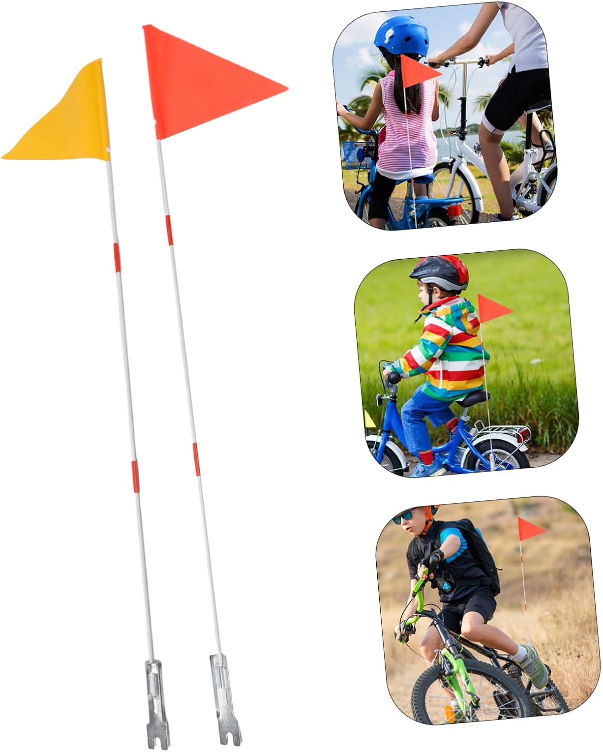 BESPORTBLE 2pcs Boys and Girls Bicycle Flagpole High Visibility Safety Flags Easy Install Flagpole for Boy Girl Safety
