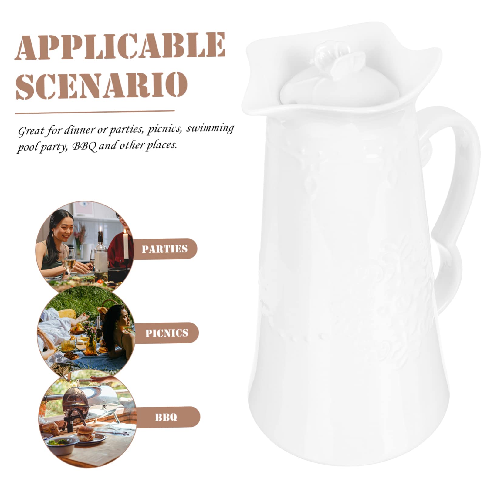 Jarra de Agua de Cerámica Color Claro 1300ml, Estilo Europeo | Té Helado y Cerveza, Diseño Elegante y Sencillo, Uso en Fiestas y Hogar