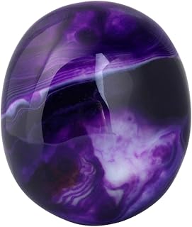 Rockcloud Irregular Polished Purple Agate Palm Stones Worry Stones Pebble Healing Crystal with Velvet Bag