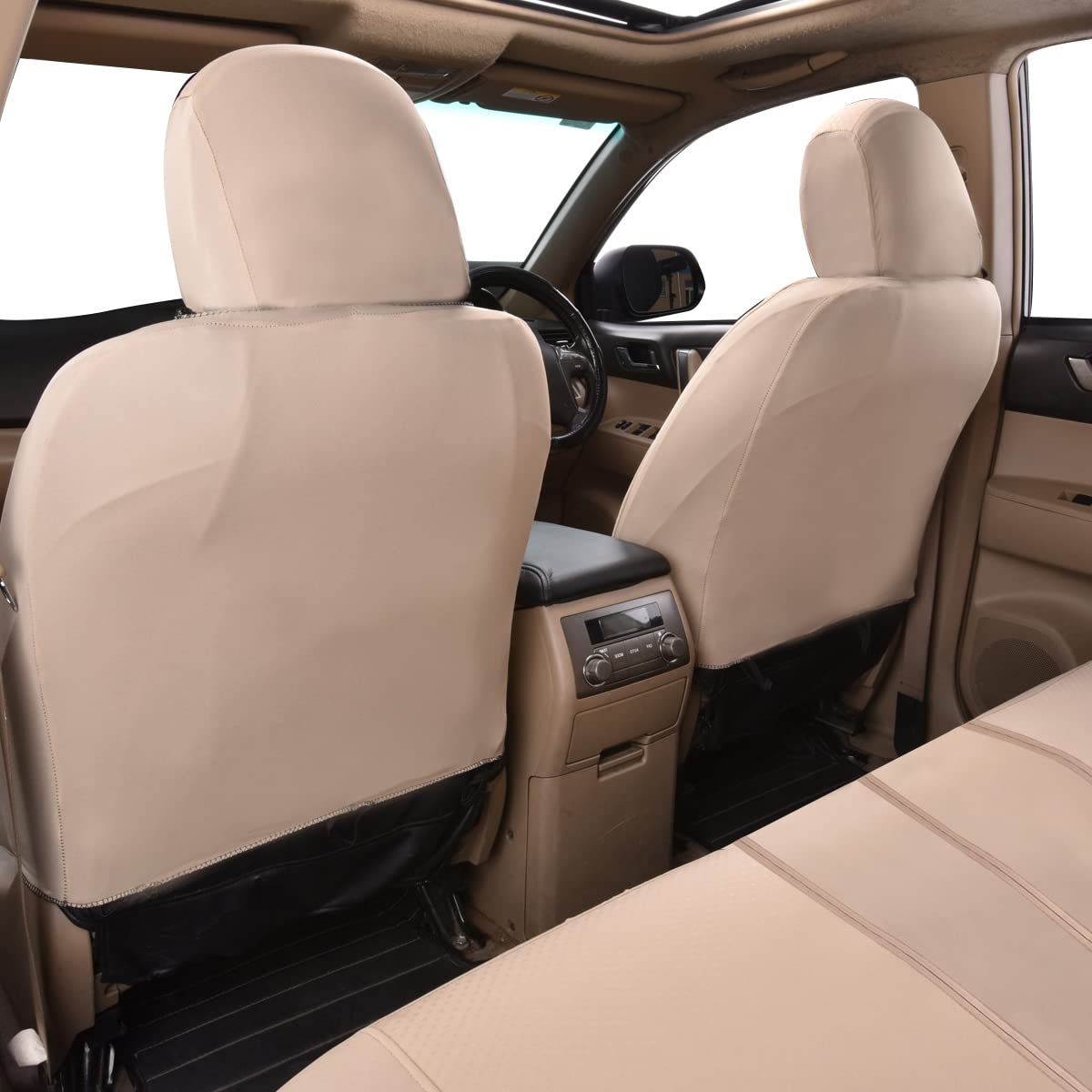 Flying Banner Panno Tessuto Universale Coprisedili Auto Sedili con Airbag Laterale (Beige)