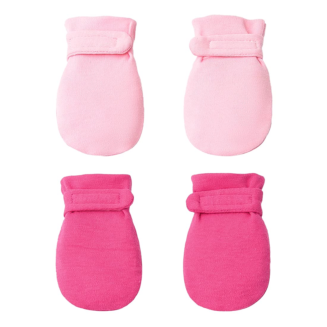 Manoplas para recién nacidos sin rasguños,100% algodón transpirable,Guantes ajustables para niños y niñas, rosa/rosa, rojo , 0-3 meses