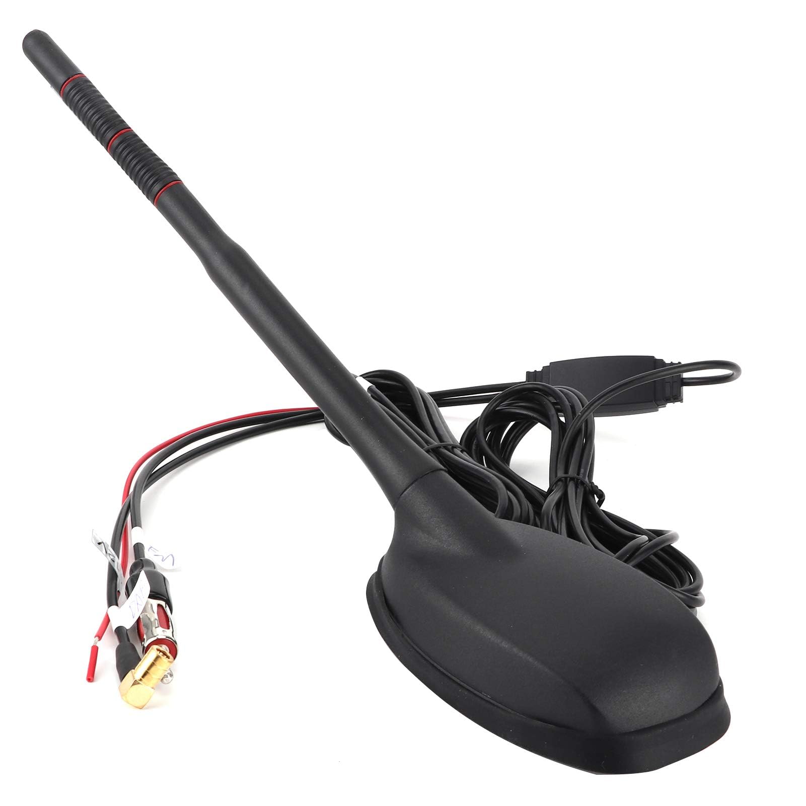 Antenne Dab de Voiture, Antenne Dab+GPS+FM Antenne de Voiture Radio Numérique Antenne de Toit Combinée FM/AM avec Amplificateur de Signal Adaptateur SMB DIN