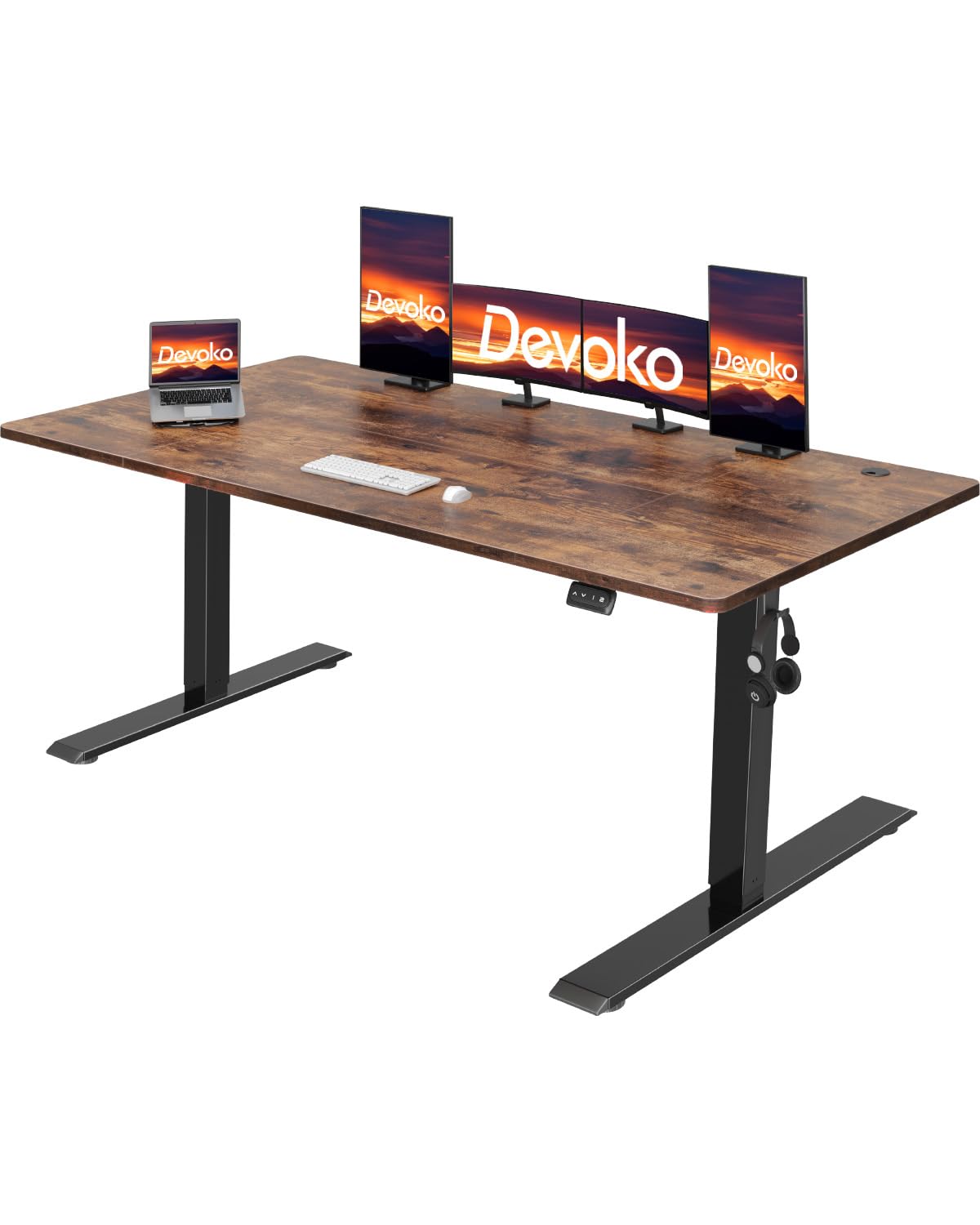 Devoko 180x80 cm Escritorio Regulable en Altura, Escritorio Elevable Eléctrico Telescópico Bidireccional, Escritorio de Oficinay Hogar, para Estudio en Casa con Tablero Ensamblado, Negro