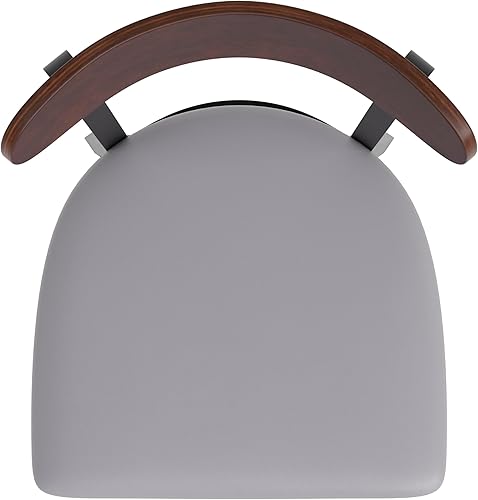 Miniatura 203 de Flash Furniture Wright - Silla de comedor de grado comercial, asiento de madera maciza con acabado de nogal y respaldo de boomerang, 500 libras de