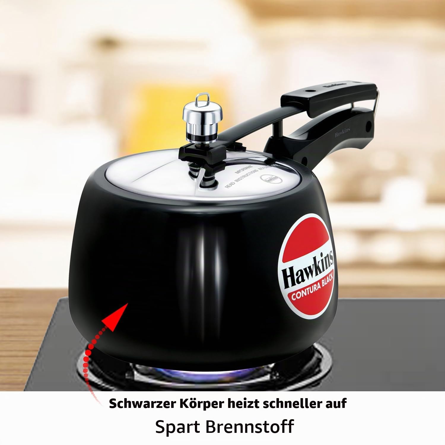 HAWKINS CB30 Harteloxiert Schnellkochtopf, aluminium, 3 liters, Contura Schwarz