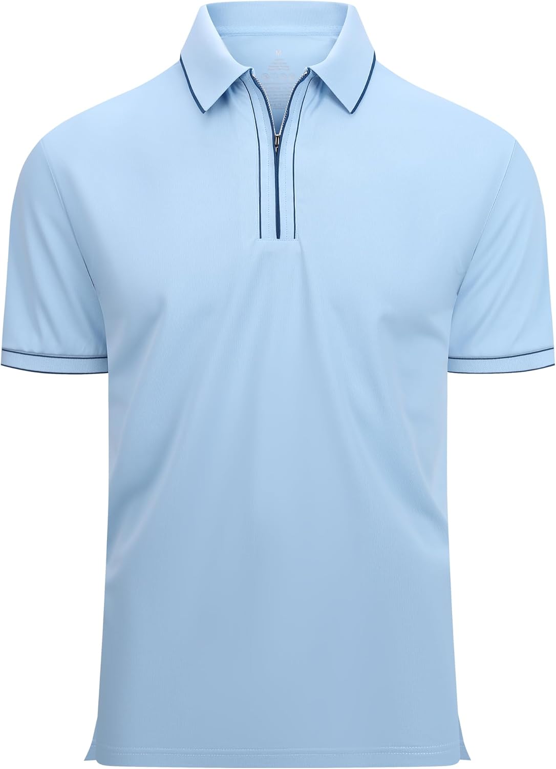 Alex Vando Mens Zipper Golf Shirt Moisture Wicking Zip Up Solid Fashion Polo Shirts