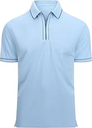 Alex Vando Mens Zipper Golf Shirt Moisture Wicking Zip Up Solid Fashion Polo Shirts
