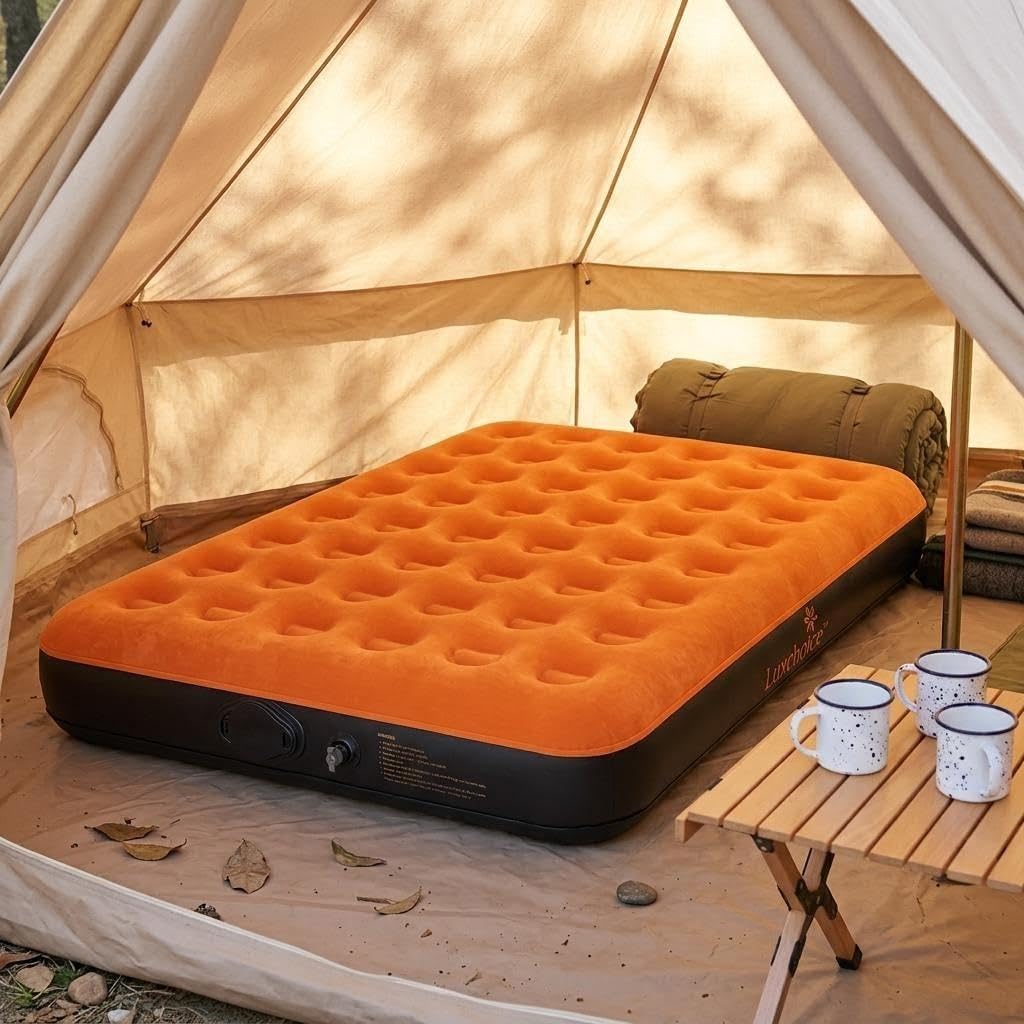 Air Mattress with Built-in USB Rechargeable Pump Camping Inflatable Mattress Portable Blow up Mattress Air Bed Guest Bed for Home Outdoors Hiking Travel