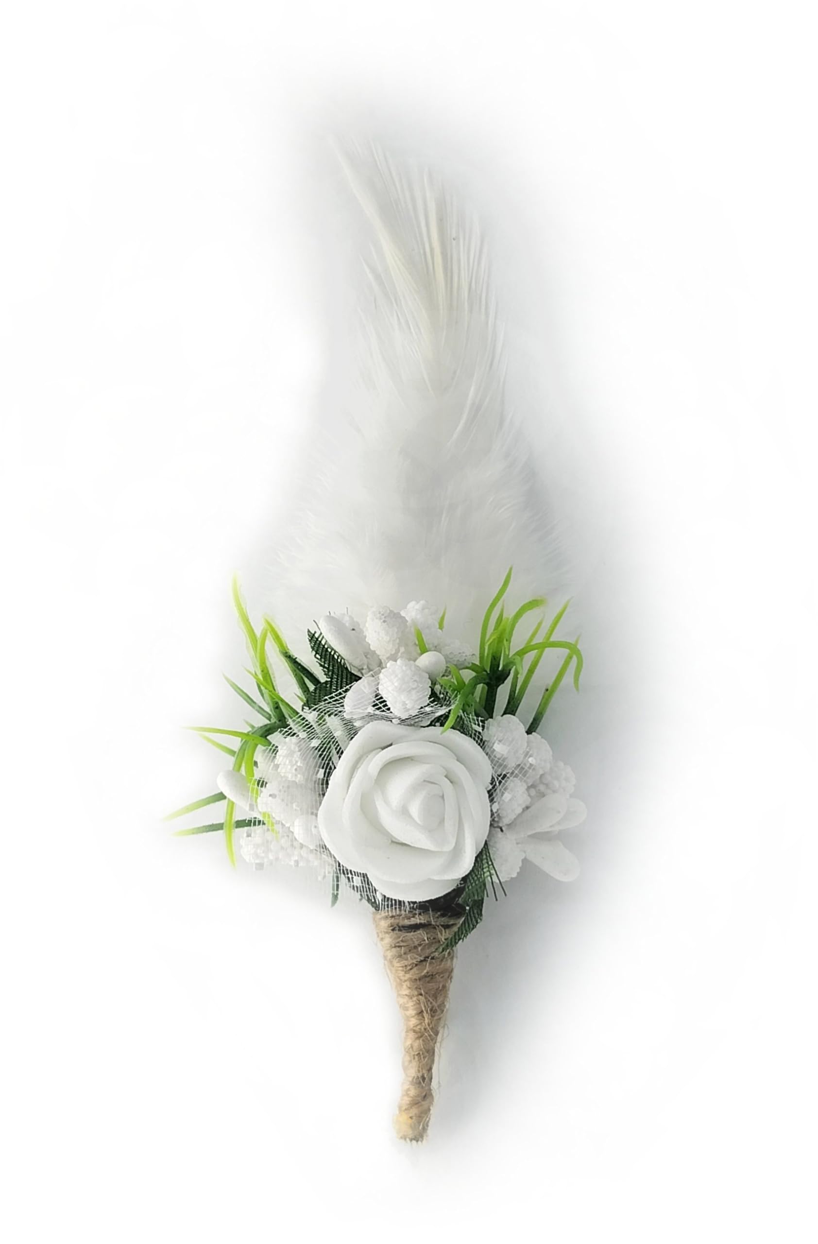 White rose pips feather brooch with beads embedded (B0CN4K3M1R) Amazon Price History, Amazon Price Tracker