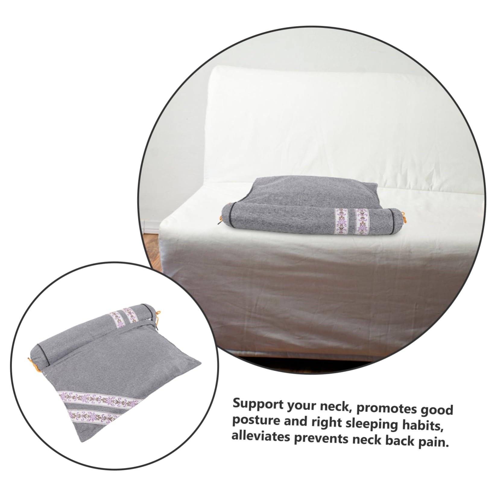Zerodeko Almohada Inteligente de Apoyo Cervical, Rodillo para Cuello y Lumbar, Transpirable y Ligera, para Dormir en Casa o Viaje, Tela