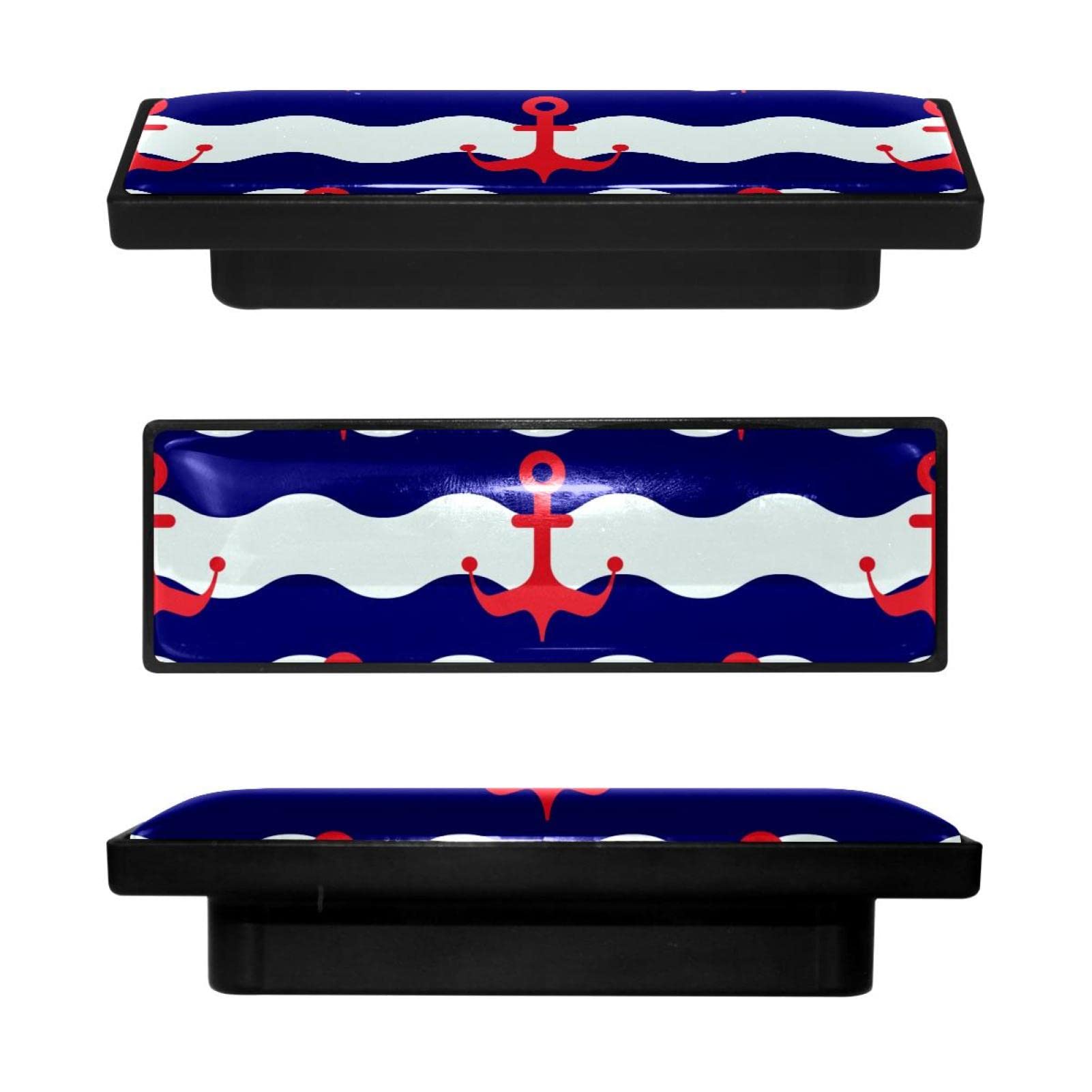 Boutons de Cuisine Rectangulaires Bleu Marine - Lot de 4 Poignées Haut de Gamme