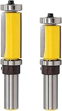 Yakamoz 2Pcs 1/2-Inch Shank Pattern Flush Trim Router Bit Top and Bottom Double Bearings Trimmer Cutter Woodworking Tool