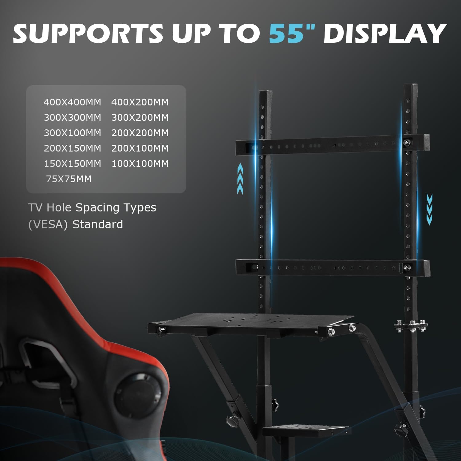 Anman Racing Simulator Cockpit Red Seat with Bluetooth Speakers Monitor Mount Fits for Logitech/Thrustmaster/PS4 G25 G27 G29 G920 T150,racing seat with Ergonomic Seat,Without Wheel,Pedal,Shift,Monitor