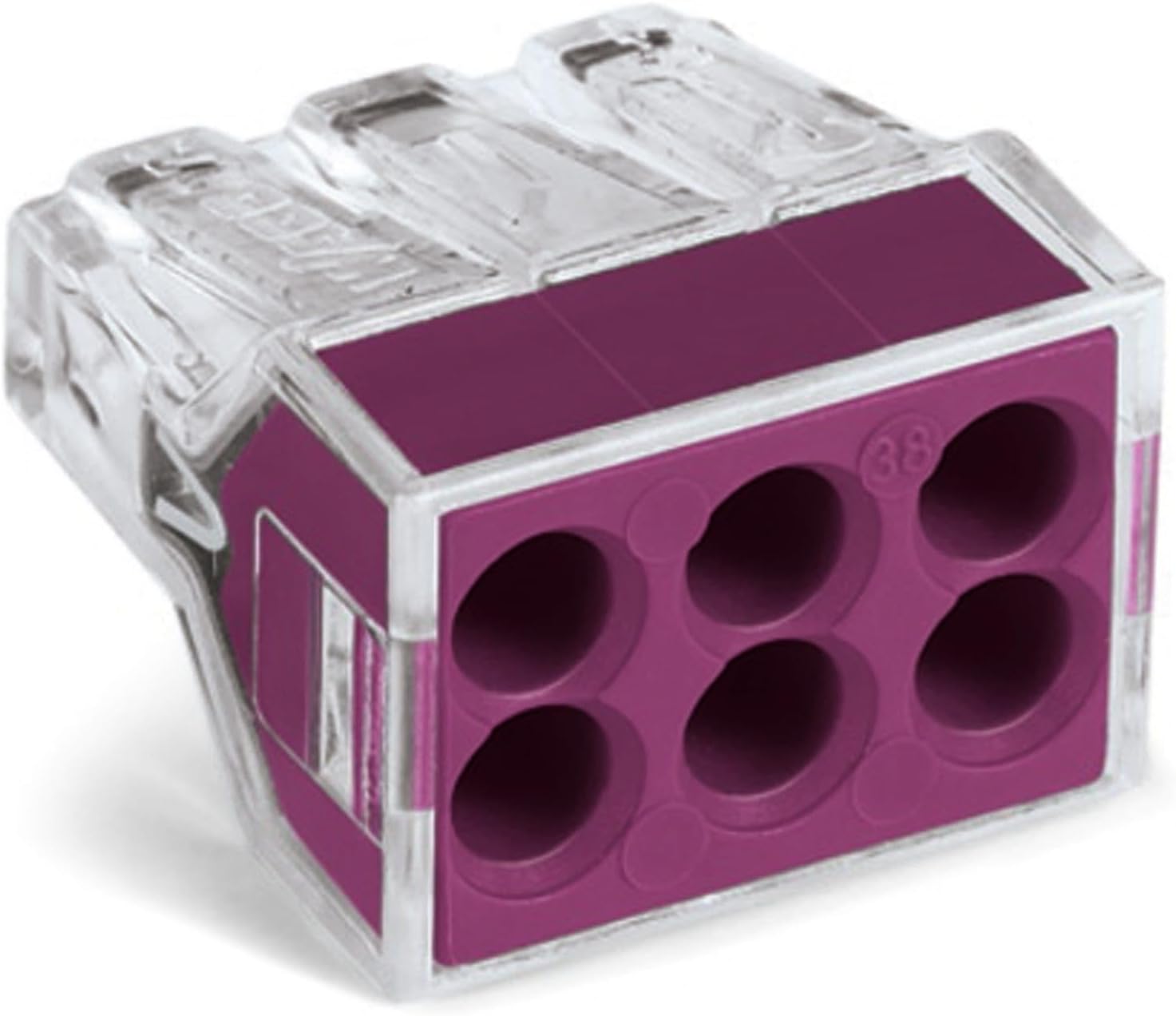 WAGO LIMIT 773-106 6 Way Transparent Solid and Stranded Push Wire Connector, Violet