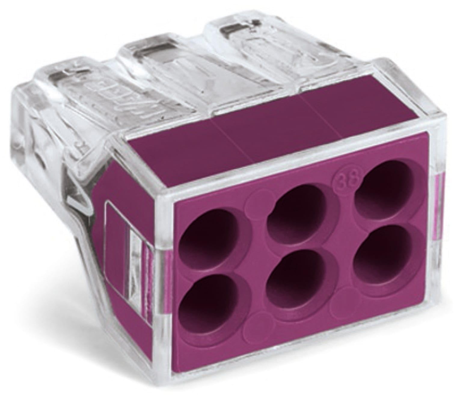 WAGO LIMIT 773-106 6 Way Transparent Solid and Stranded Push Wire Connector, Violet