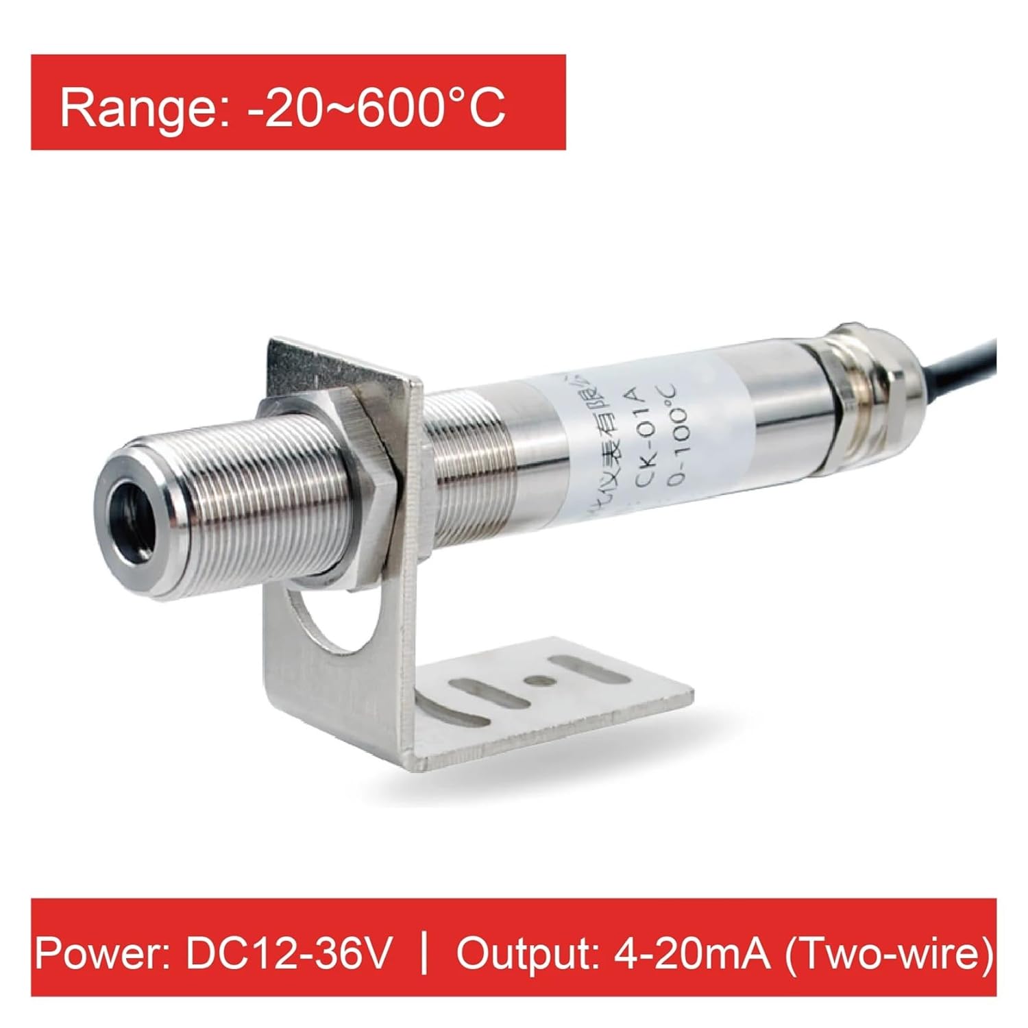 4-20mA Output Temperature Sensor Industrial Transmitter Probe Thermometer(-20-600)