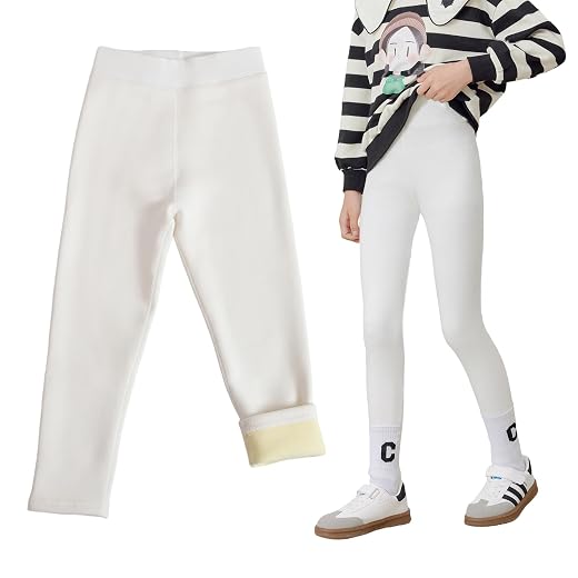Calça legging infantil feminina quente de inverno forrada com lã de algodão grossa projetada para climas de 4 a 18 °C