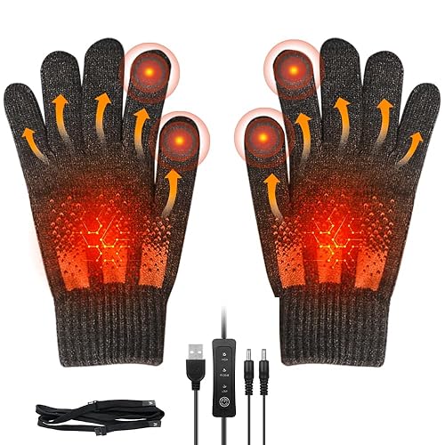 Gants Chauffants USB pour Femmes Hommes, Gants Chauffants Électriques avec