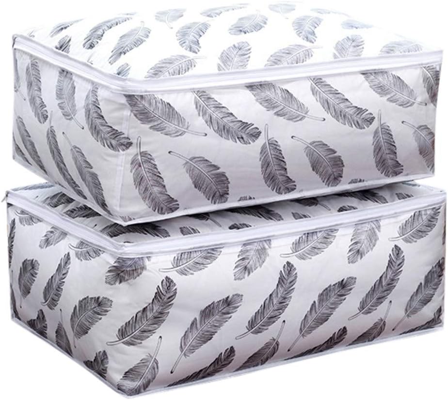 Bestshope 2 PCS Clothes Storage Bag with Zips Folding Organizer Bag for Comforters, Blanket, Clothes Storage. Waterproof, Dustproof, Moistureproof