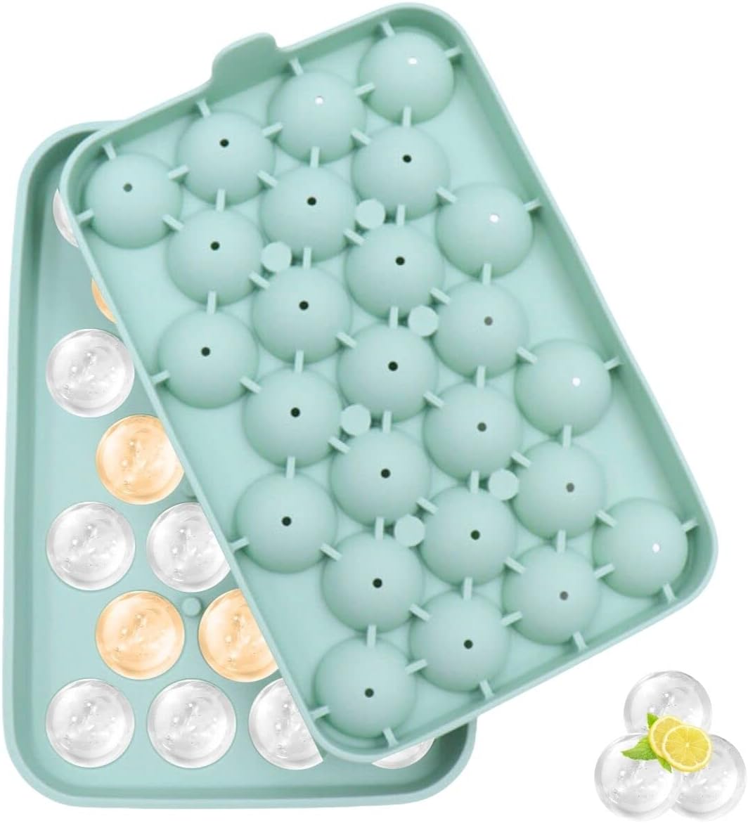 Silicone Mini Ice Cube Trays Balls, Round Ice Ball Maker Mould for Freezer, Sphere Ice Cube Tray for Drink Juice Cocktail Whiskey Tea Coffee(Blue)