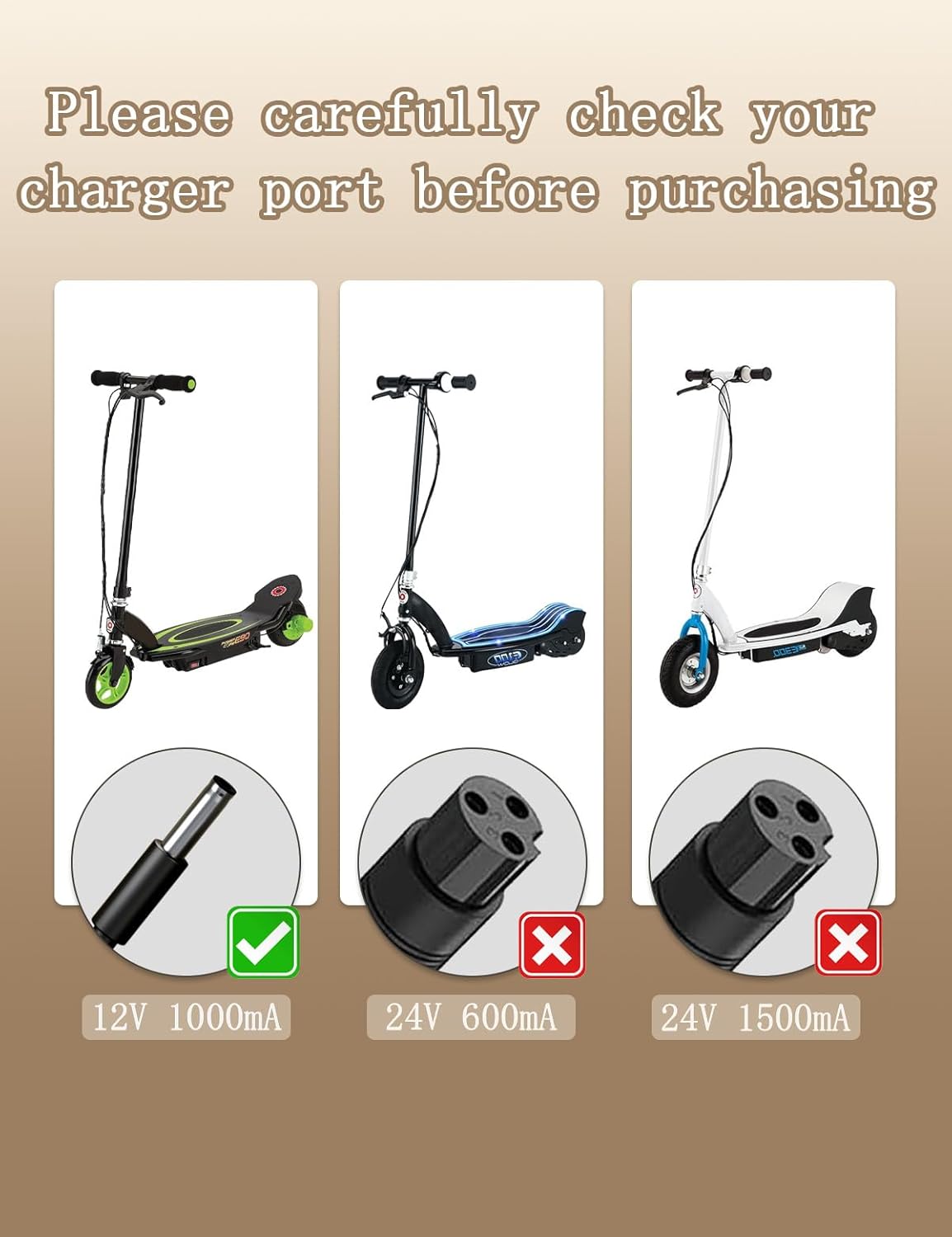 12V Charger for Razor Power Core E90 E95 Replacement Black Label E90, MX125 Dirt Rocket, XLR8R and E-Punk Kids Ride on Car Toys Battery Adapter Replacement Power Cord 6.5Ft