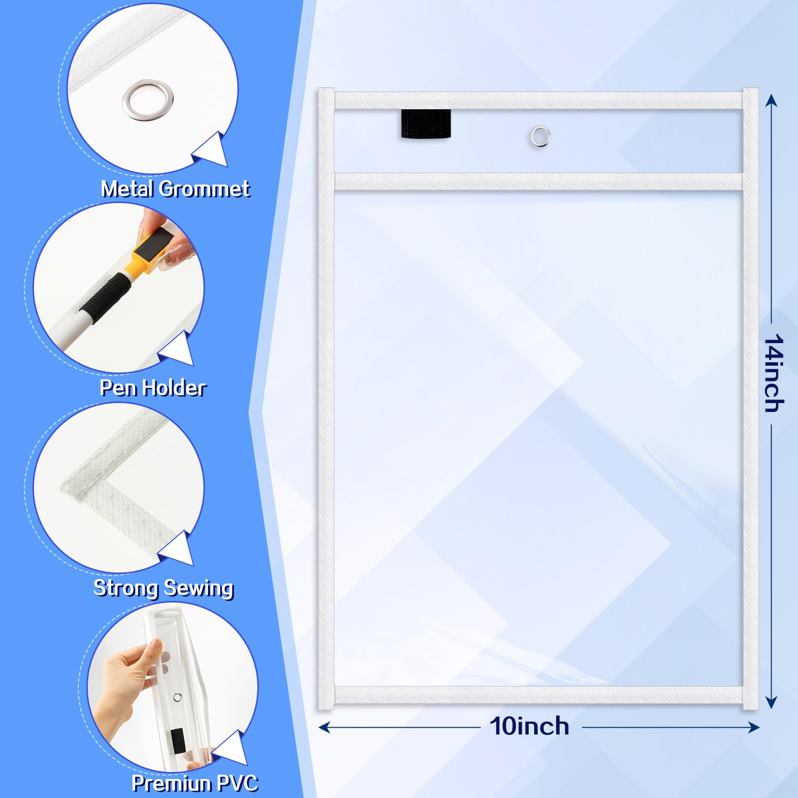 Seajan 120 fundas de plástico transparentes de borrado en seco para papel de 35,5 x 25,4 cm, reutilizables, soporte para boletos, organizador de pedidos, suministros para profesores para el aula