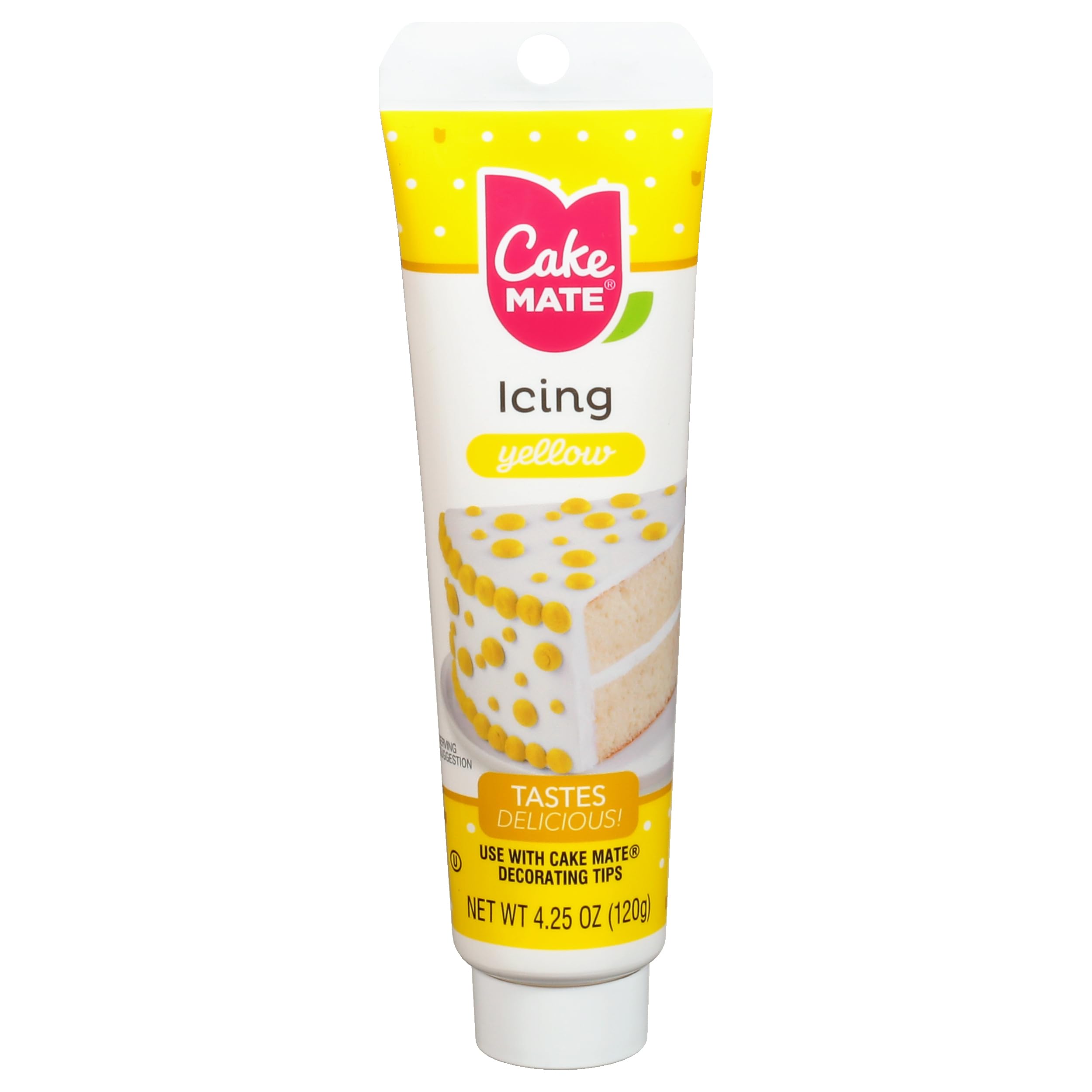 Cake Mate Yellow Tube Cake Decorating Icing, Perfect for Cake Decorating, Easy-to-Use Tip for Precise Designs, 4.25 oz