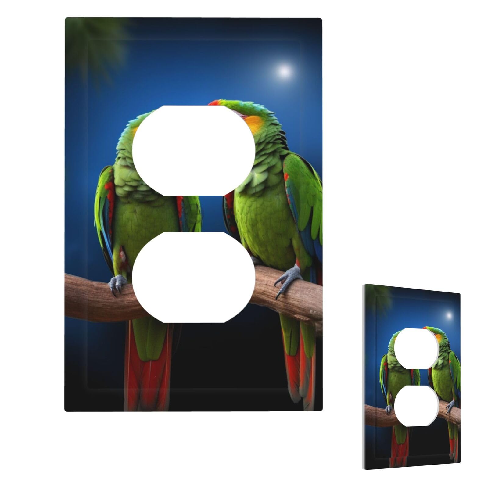Fekiloot Duplex Parrots Wall Plate Cover Modern Decorative 1 Gang Light Switch Cover Unbreakable Receptacle Outlet Covers For Living Room Bedroom Home Decor