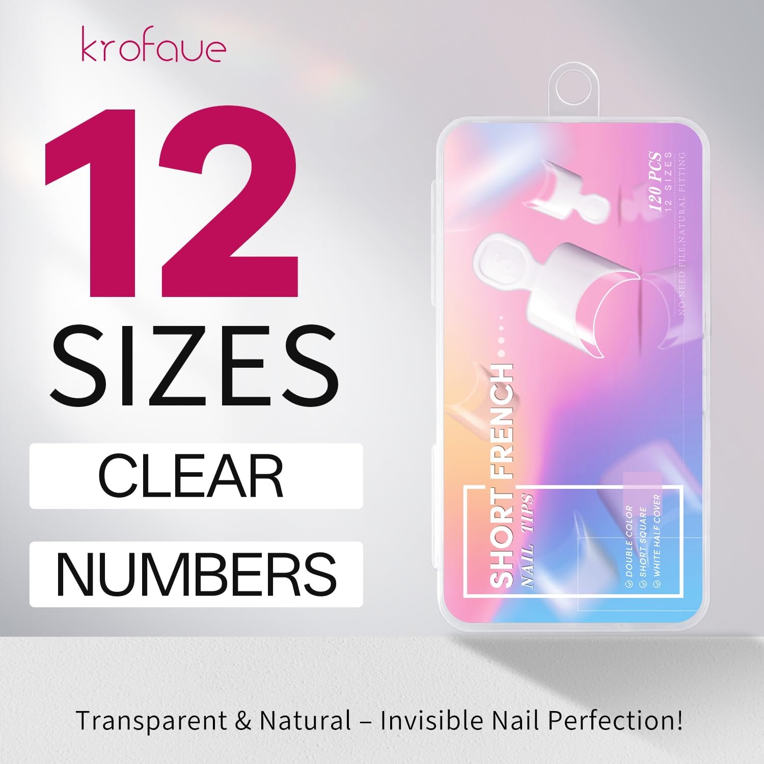 Krofaue French Nail Tips - 120PCS Acrylic White Fake Nails Art Tips 12 Sizes Half Cover False Nails Wrap Edge Square Nails with Case for DIY Nail Extensions - Image 9