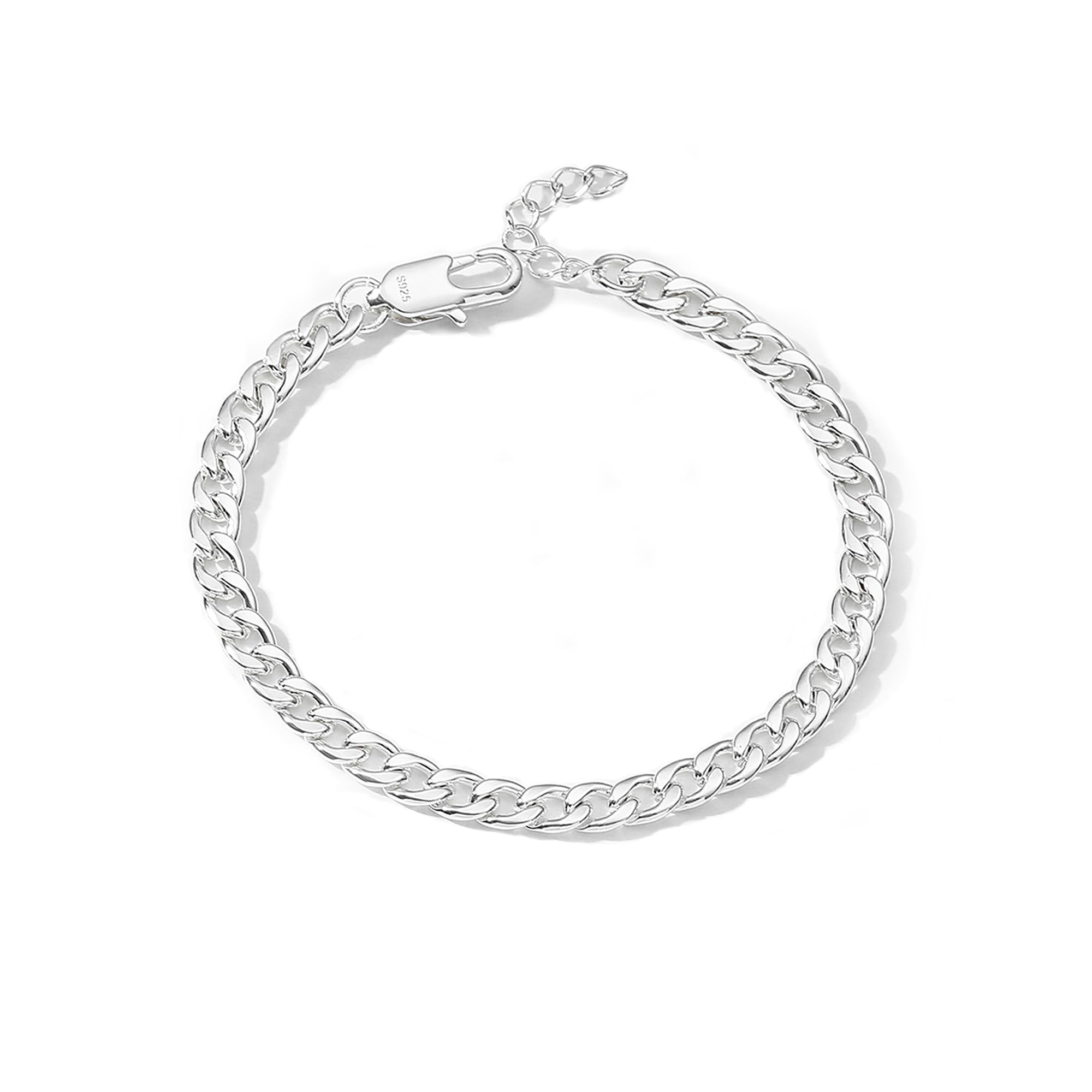 Esrael Italian Solid 925 Sterling Silver / 14K Gold Plated 3/5/8 mm Width Adjustable 6.5-7.5 Inch 7.5-8.5 Inch Cuban Bracelet for Men Women Robust Non-Fading Bracelet Jewellery Gifts