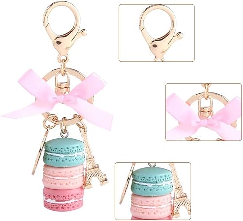 Miniatura 4 de HEEPDD Llavero creativo, llavero con colgante de torre Eiffel de aleación de macarrón (longitud total 4.72 pulgadas)