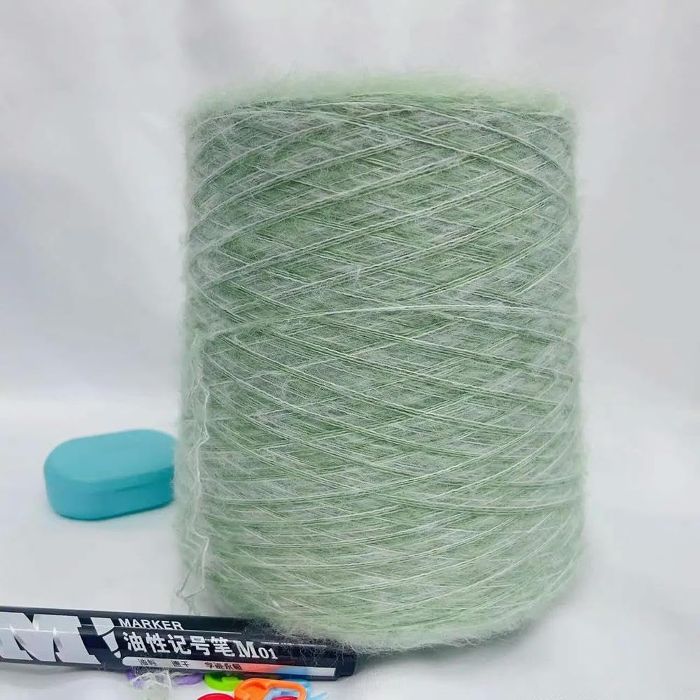 Hand Knitting Hilo， Hilo de Mohair de ganchillo a mano, 500g, for tejer suéteres, abrigos, guantes, chales, cálido, suave, agradable a la piel, hilo de lana de pelusa largo, cómodo(3ply White Red)