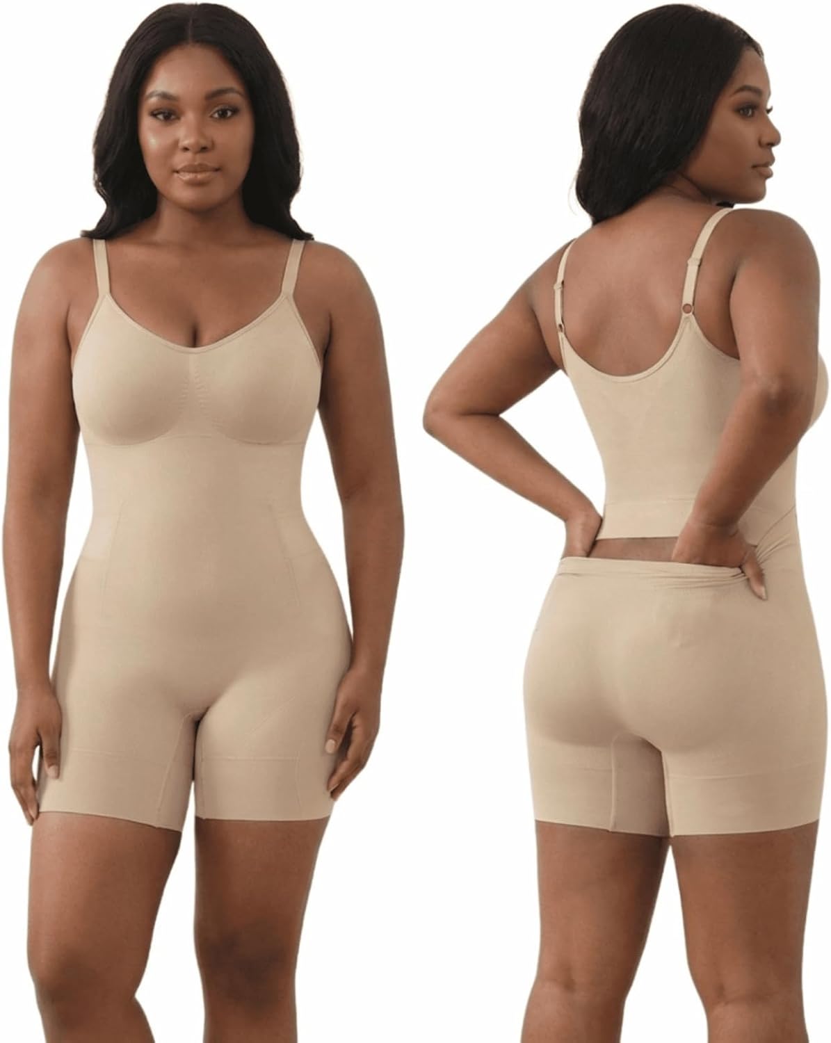 Seamless Bodysuit for Women Tummy Control Shapewear Butt Lifter with Cotton Gusset Back Pull-Down Postpartum