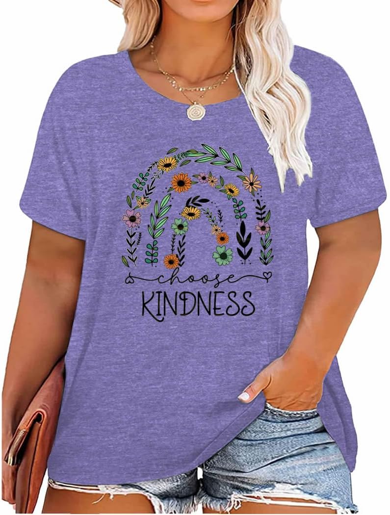 Women's Plus Size T-Shirt Good Day Floral Funny Printed Summer Casual Cute Short Sleeve Tees Tops