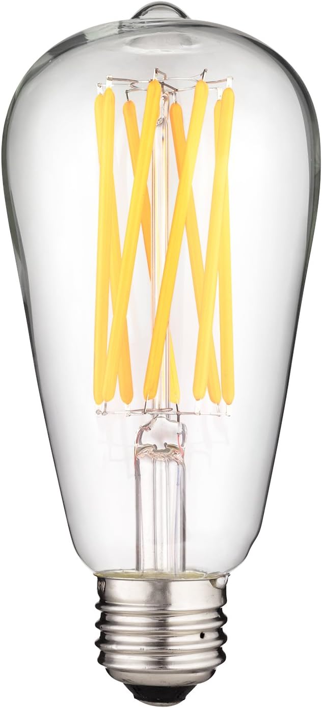 Sunlite LED ST19 Filament Style Edison Light Bulb 8.5 Watts (60W Equivalent), 880 Lumens, Medium Base (E26), Dimmable, ETL Listed, 2700K Soft White, 6 Pack
