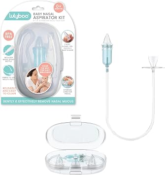 Lulyboo Baby Nasal Aspirator with Case - Reusable BPA-Free Snot Sucker with Soft Tips, Gentle & Effective Relief for Congestion, Easy to Clean, Ergonomic Design for Newborns & Toddlers