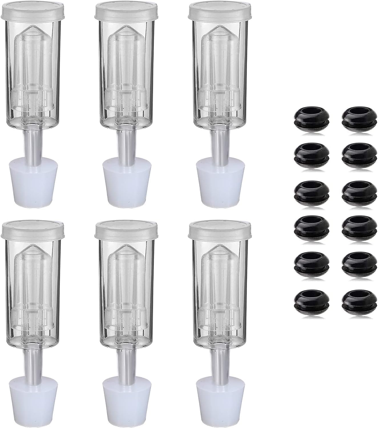 Brewing Airlock Kit, 6 Fermentation Airlocks, 6 pack #6 Stopper &amp; 12 Airlock Grommet, Wine Airlock, Used for Brewing Wine, Sauerkraut, Pickles,