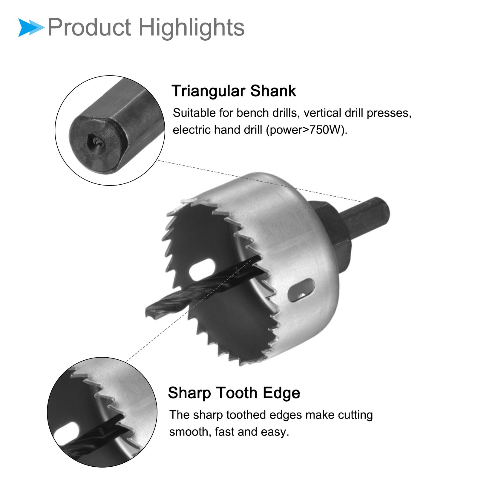 CoCud Bi-Metal Hole Saw, 32mm to 54mm Dia Hole Saw, High Speed Steel Cutter Gray - (Applications: for Wood Brass Zinc), 1-Pieces - Image 4