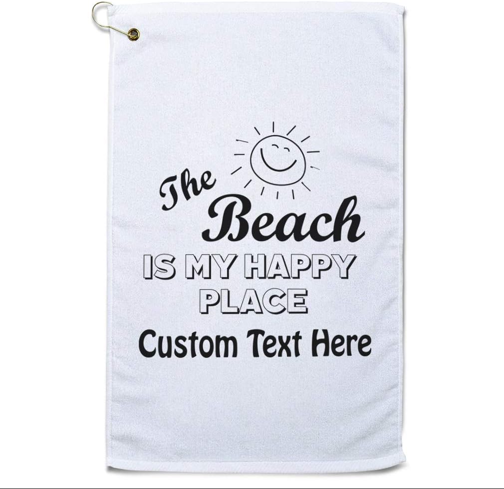 Style In Print Custom Golf Towel The Beach is My Happy Place Cotton Bag Accessories