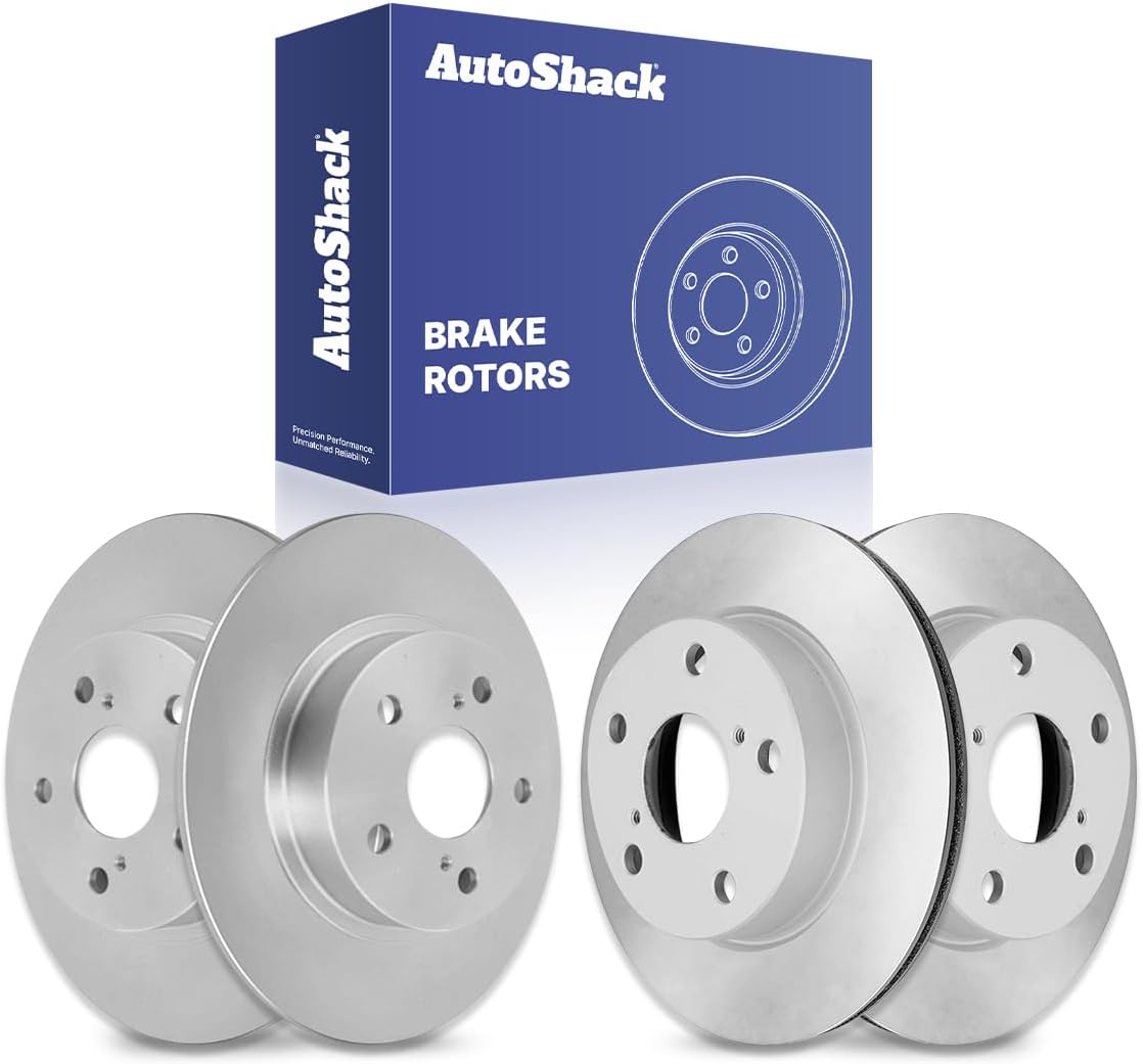 AutoShack Front Vented & Rear Solid Coated Brake Rotors 4-PC Set Replacement for 2008-2015 Scion xB ArmorStop