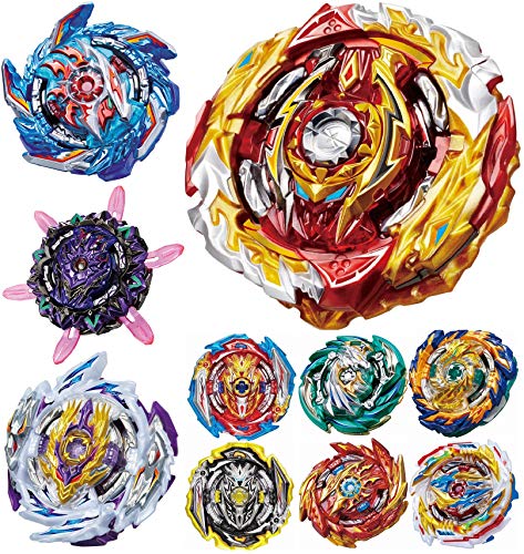 GiGimelon 10-Piece Gyros Pack with Stickers, Battling Top Bey Battle Burst High Performance Set, Party School Birthday Gift Idea Toys for Kids Boys Children