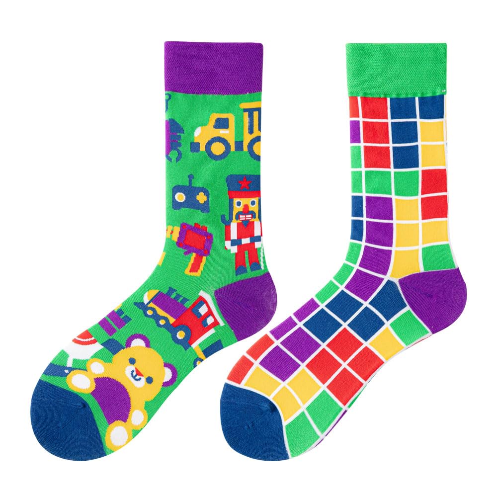 Calcetines Divertidos Unisex para Mujer y Hombre con Diseños Asimétricos en Par - Temas Animales, Comida, Fruta, Deporte y Arte en Algodón - Ideal para Regalos — view 112